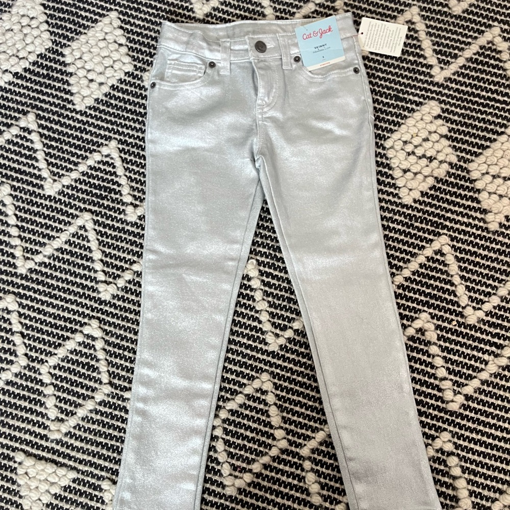 Cat & Jack Silver Metallic Jeans kids size 5